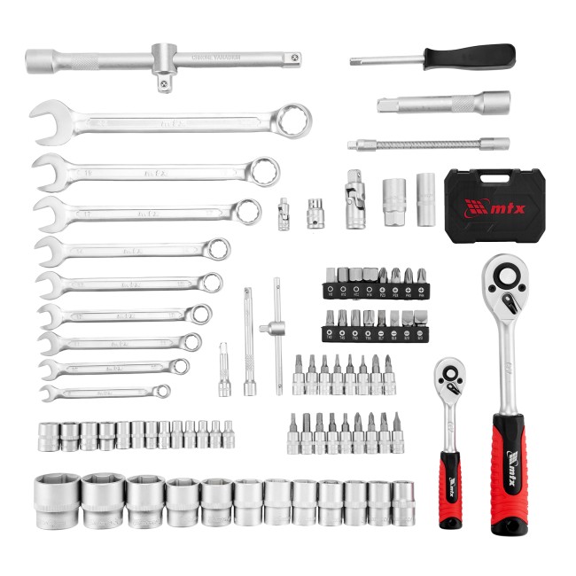 Набор инструментов, 1/2", 1/4", пластиковый кейс, 82 предмета MTX Набор инструментов, 1/2", 1/4", пластиковый кейс, 82 предмета MTX