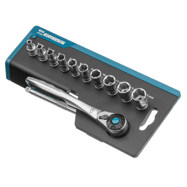 Набор торцевых головок 1/4", CrV 12 предметов Gross