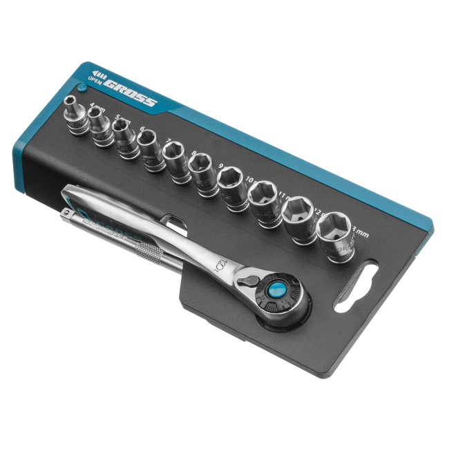 Набор торцевых головок 1/4", CrV 12 предметов Gross
