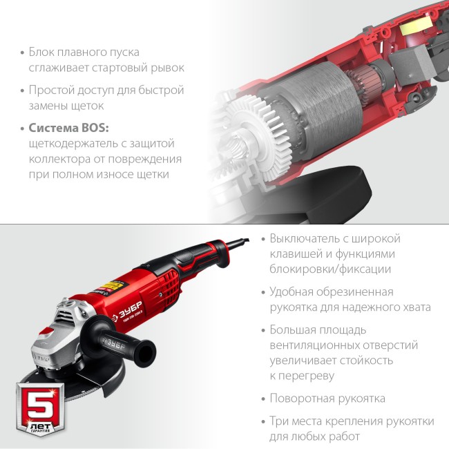 Угловая шлифмашина УШМ-230-2205 П ЗУБР