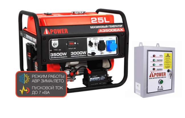 Бензиновый генератор A-iPower A3500EAX + блок автозапуска A-iPower 230 В, 50 А