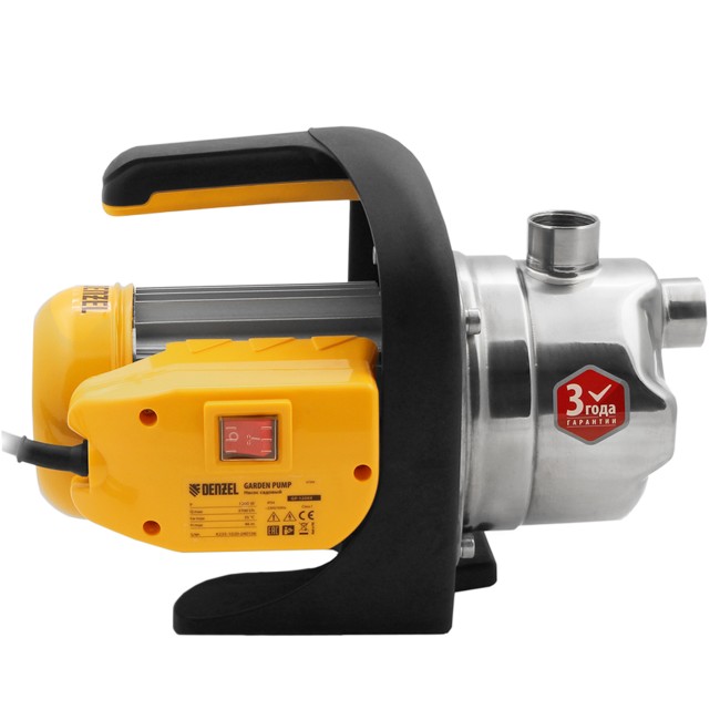 Садовый поверхностный насос GP1200Х, 1200 Вт, 3700 л/ч, подъем 46 м, нержавейка Denzel Садовый поверхностный насос GP1200Х, 1200 Вт, 3700 л/ч, подъем 46 м, нержавейка Denzel