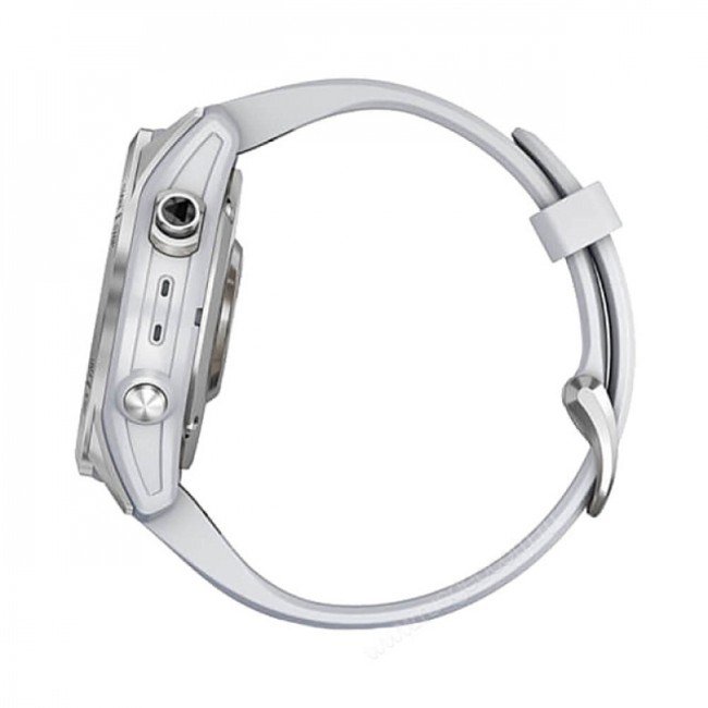 Часы Garmin Fenix 7S серебристый с белым силиконовым ремешком Часы Garmin Fenix 7S серебристый с белым силиконовым ремешком