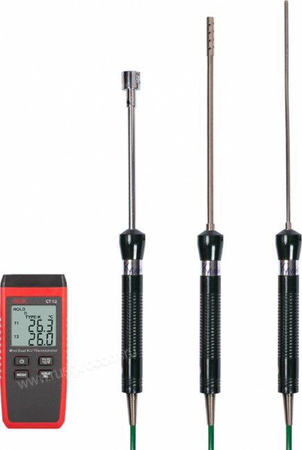 Термометр RGK CT-12 с зондом температуры воздуха TR-10A, поверхностным зондом TR-10S и погружным зондом температуры TR-10W с поверкой Термометр RGK CT-12 с зондом температуры воздуха TR-10A, поверхностным зондом TR-10S и погружным зондом температуры TR-10W с поверкой