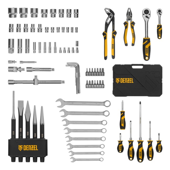 Набор инструментов 1/2", 1/4" 84 предмета Denzel Набор инструментов 1/2", 1/4" 84 предмета Denzel