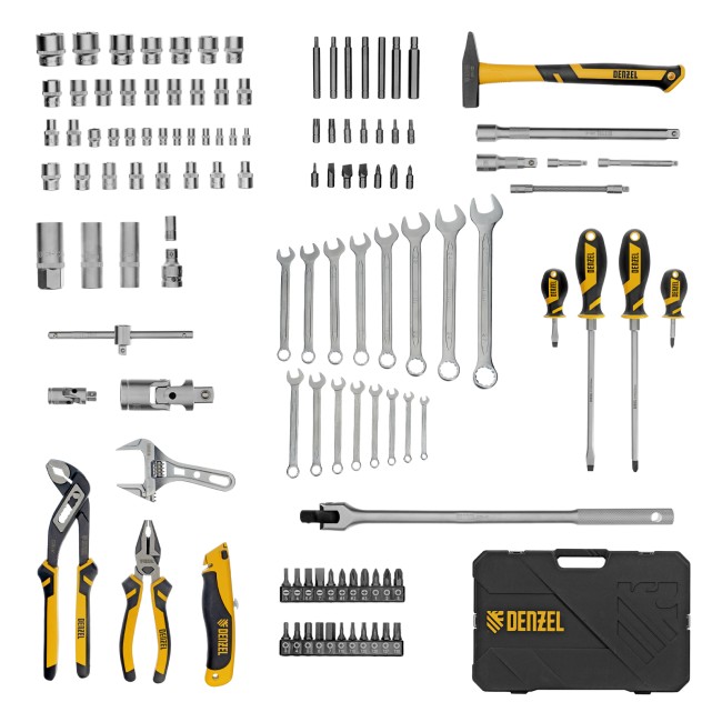 Набор инструментов 1/2", 1/4" 122 предмета Denzel Набор инструментов 1/2", 1/4" 122 предмета Denzel