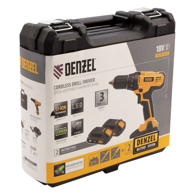 Дрель-шуруповерт аккумуляторная CDL-IB-18-02 Denzel Дрель-шуруповерт аккумуляторная CDL-IB-18-02 Denzel