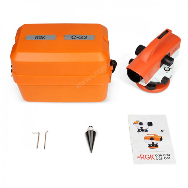 Комплект оптический нивелир RGK C-32 + штатив S6-N + рейка AMO S4 Комплект оптический нивелир RGK C-32 + штатив S6-N + рейка AMO S4