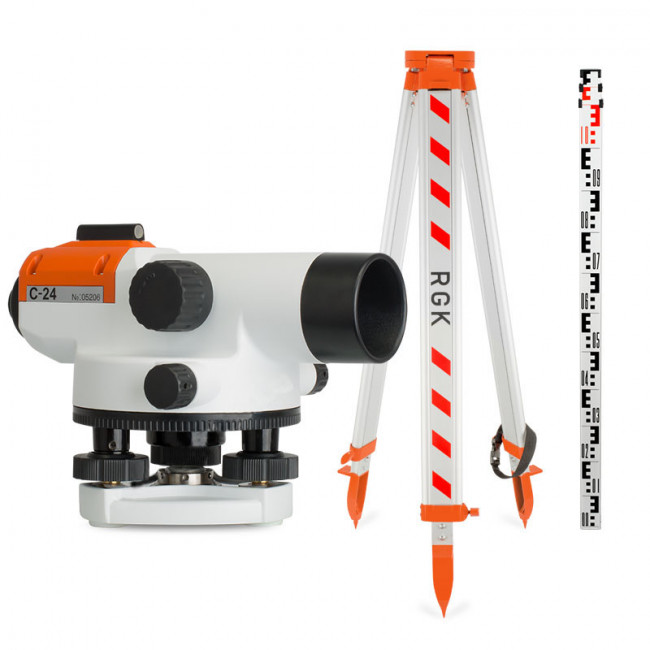 Комплект оптический нивелир RGK C-24 штатив рейка - 3 в 1 с поверкой Комплект оптический нивелир RGK C-24 штатив рейка - 3 в 1 с поверкой