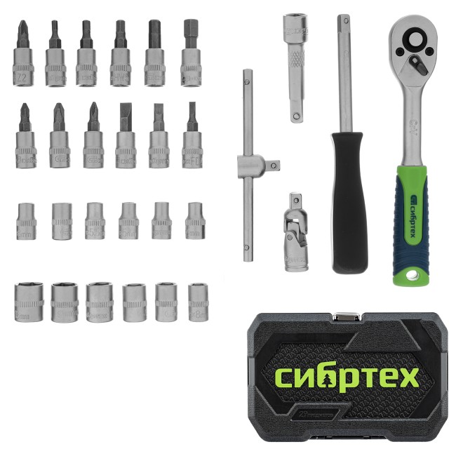 Набор инструментов 1/4" 29 предметов Сибртех Набор инструментов 1/4" 29 предметов Сибртех