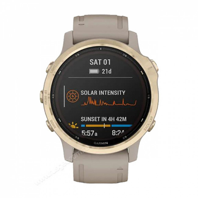 Часы Garmin Fenix 6S Pro Solar золотистый с песочным ремешком Часы Garmin Fenix 6S Pro Solar золотистый с песочным ремешком
