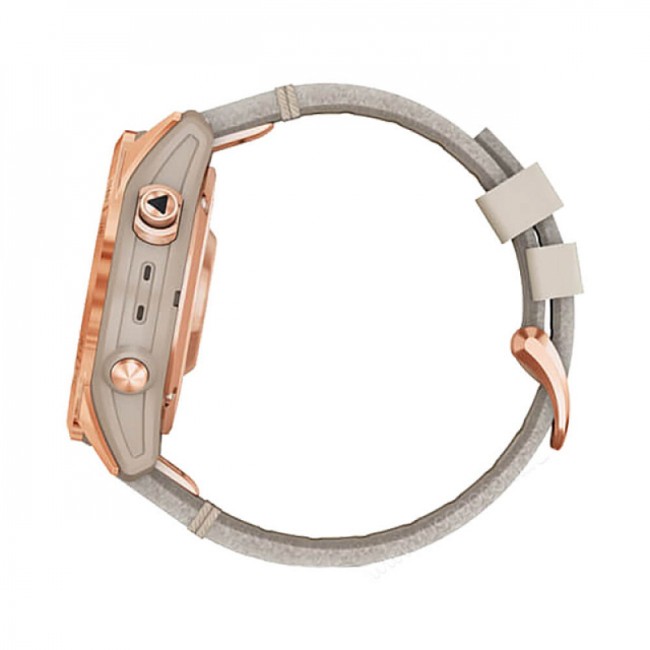 Часы Garmin Fenix 7S Sapphire Solar титановый цвета розовое золото с песчаным кожаным ремешком Часы Garmin Fenix 7S Sapphire Solar титановый цвета розовое золото с песчаным кожаным ремешком
