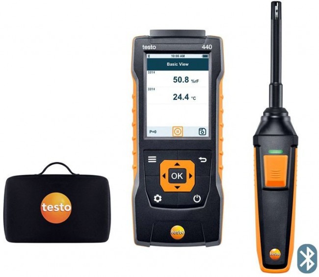 Комплект Testo 440 с Bluetooth-зондом влажности и температуры и кейсом Комплект Testo 440 с Bluetooth-зондом влажности и температуры и кейсом