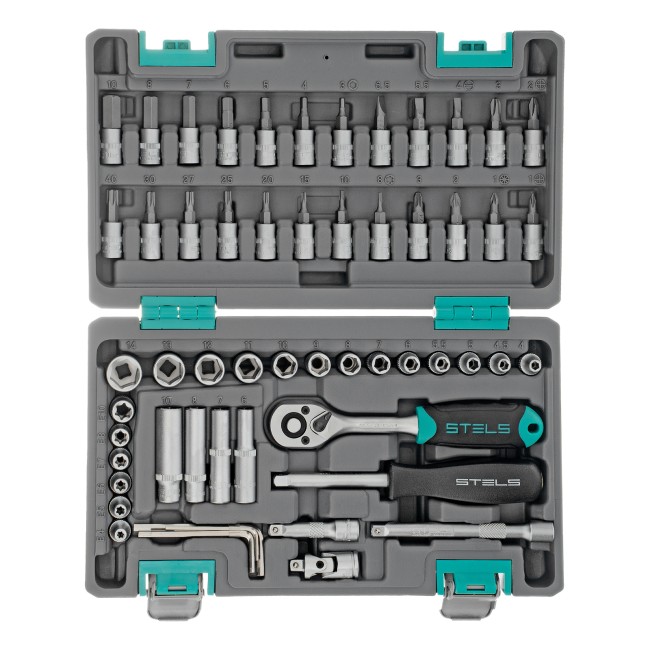 Набор инструментов, 1/4", CrV 57 предметов Stels