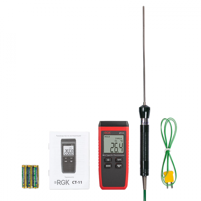Термометр RGK CT-11 с погружным зондом температуры TR-10W с поверкой Термометр RGK CT-11 с погружным зондом температуры TR-10W с поверкой
