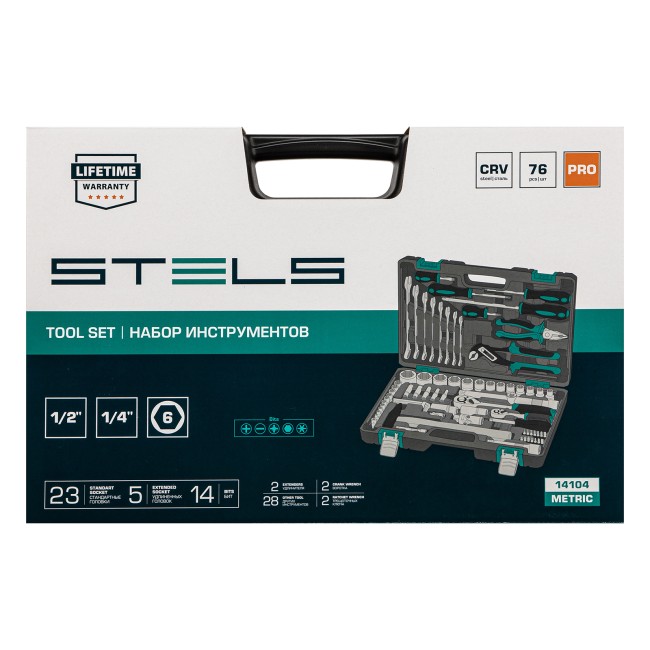 Набор инструментов 1/2", 1/4", CrV 76 предметов Stels