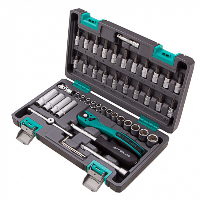 Набор инструментов 1/4", Cr-V 47 предметов Stels